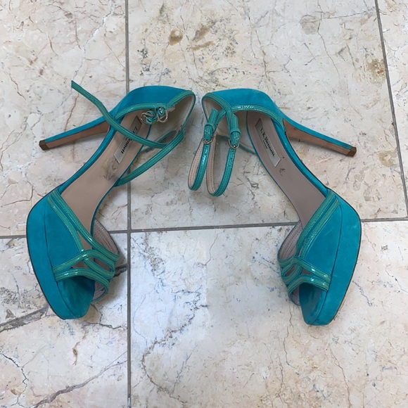 LK Bennett size 40 torquise platform sandals - Picture 4 of 6